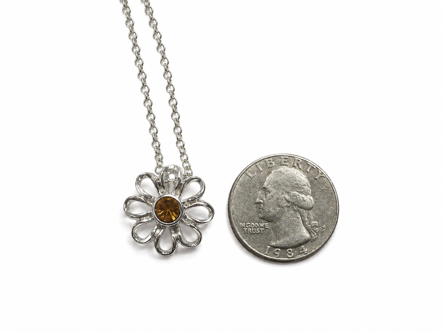 Brass Flower Pendant With Cubic Zirconium