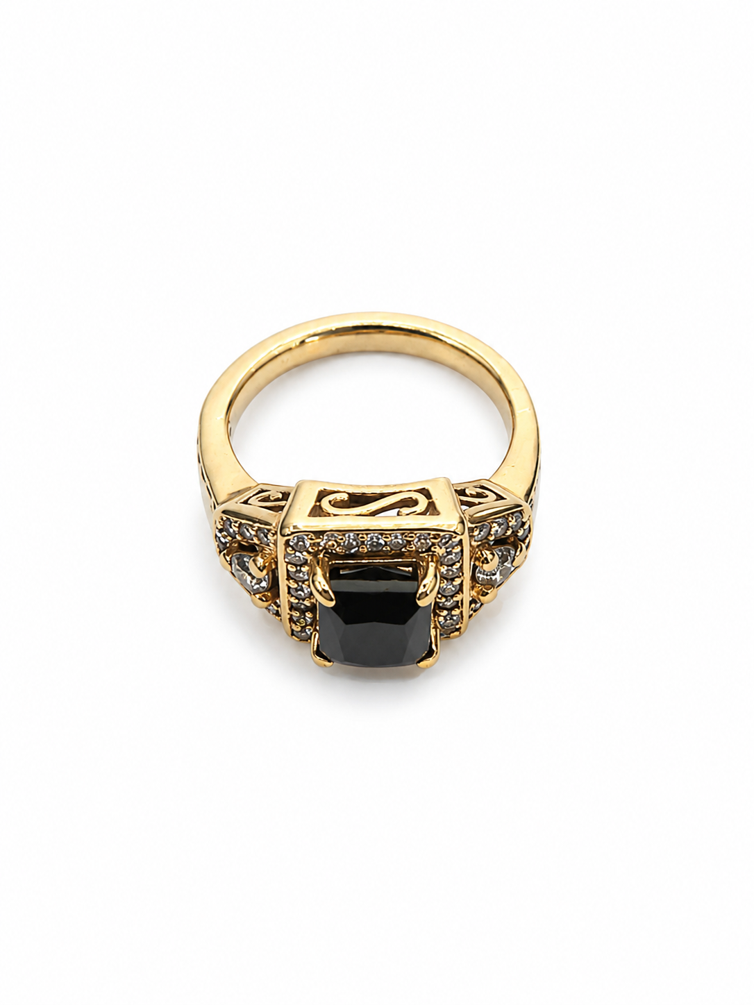 14KT Yellow Gold 1.50 CTW 1.00 STW Black Diamond Ring [K4T]