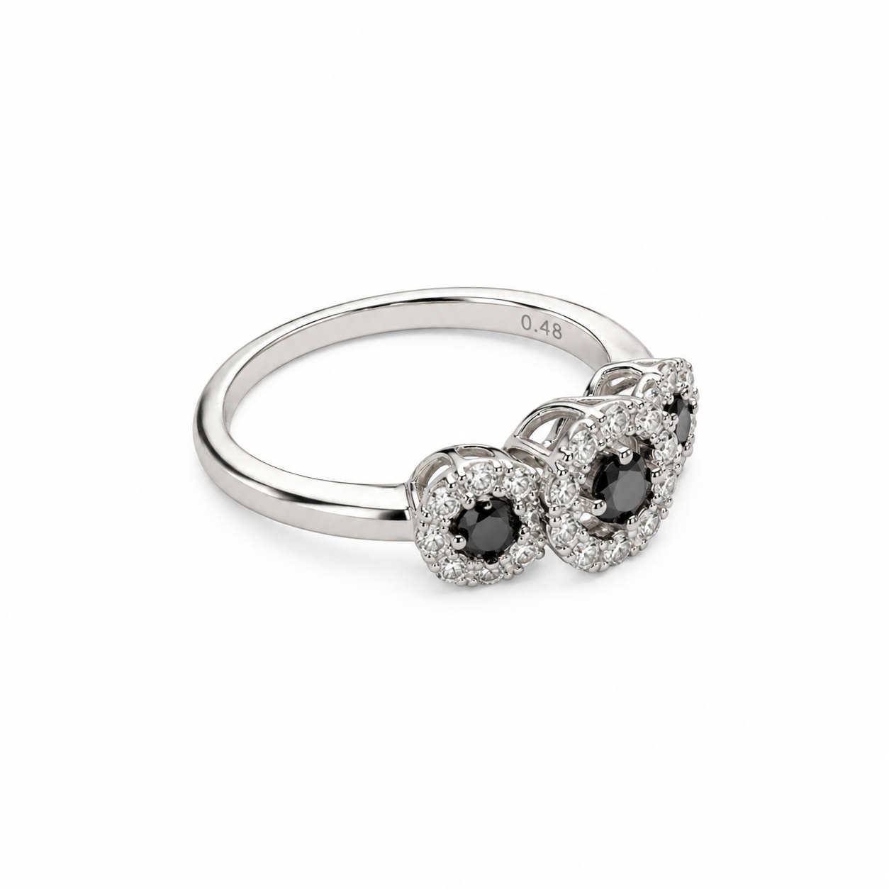 10KT White Gold 0.50 CTW Black Stone Diamond Ring [K14H]