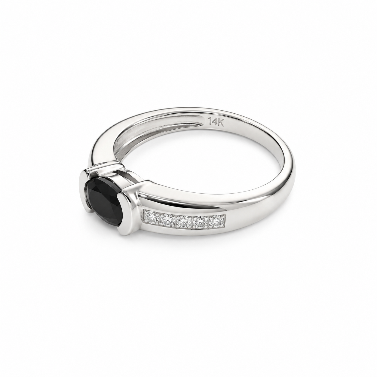 14KT White Gold 0.25 CTW 0.45 STW Blue Sapphire Diamond Ring [K17H]