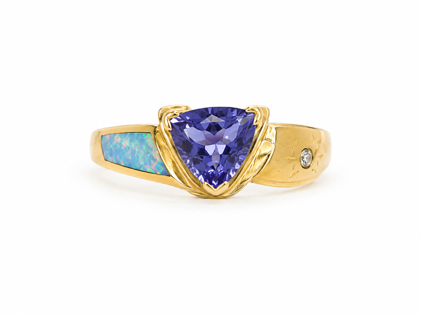 14KT Yellow Gold 0.03 CTW 1.00 CTW Tanzanite Diamond Ring [K2T]