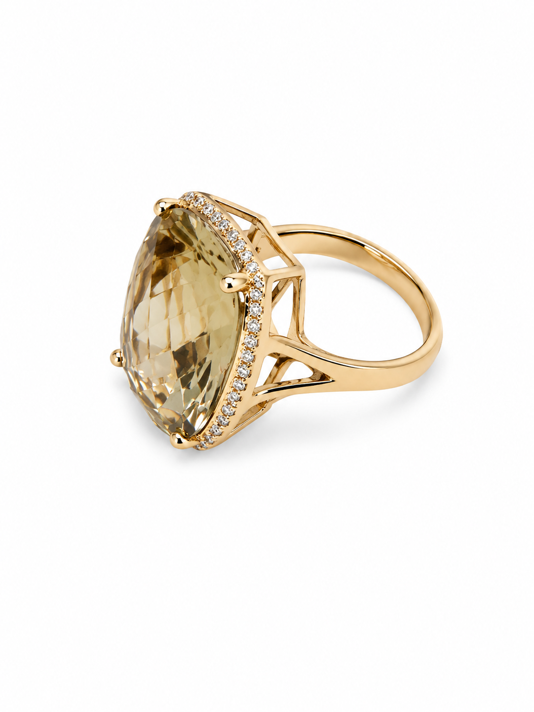 14KT Rose Gold 0.24 CTW 11.95 Sherry Topaz Diamond Ring [K35H]