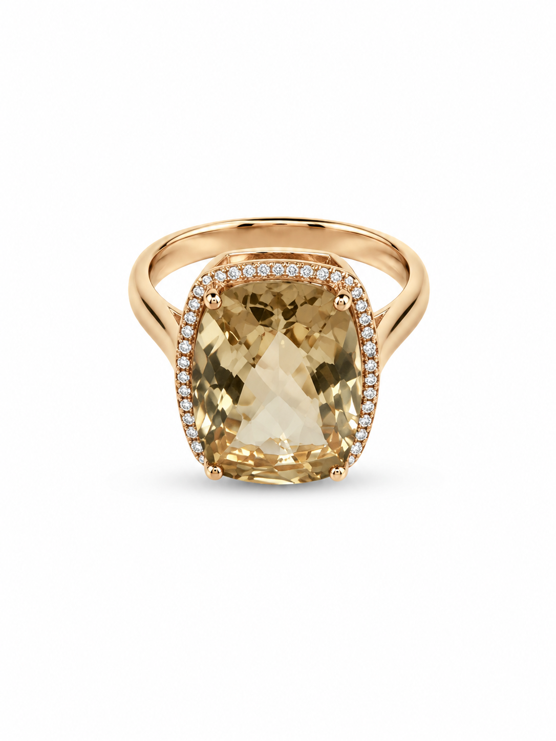 14KT Rose Gold 0.24 CTW 11.95 Sherry Topaz Diamond Ring [K35H]