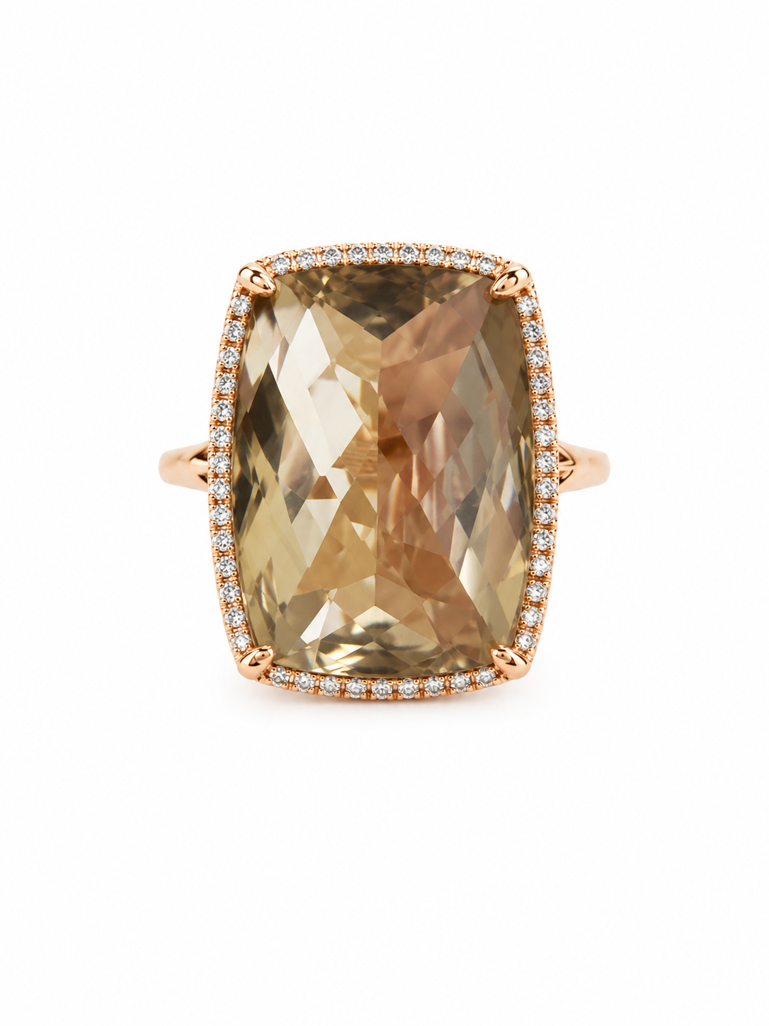 14KT Rose Gold 0.24 CTW 11.50 Sherry Topaz Diamond Ring [K35H]