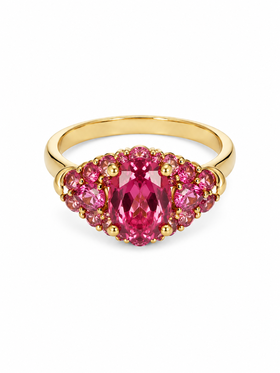 14KT Yellow Gold 2.75 CTW Pink Tourmaline Ring [K18H]