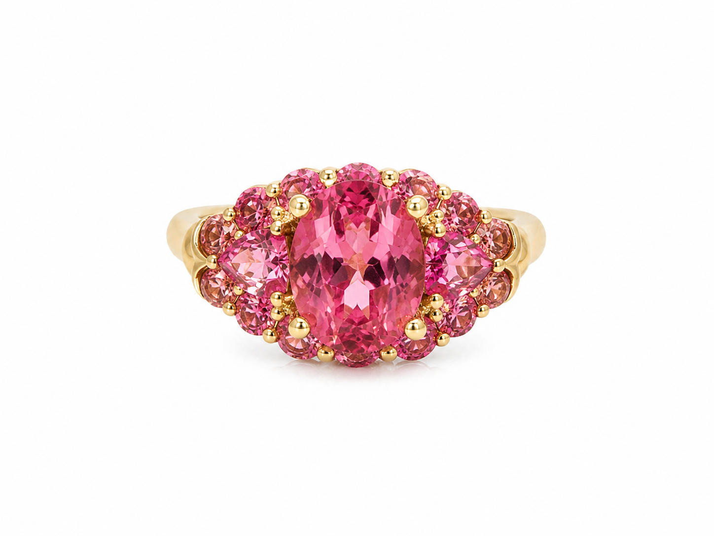 14KT Yellow Gold 2.75 CTW Pink Tourmaline Ring [K18H]
