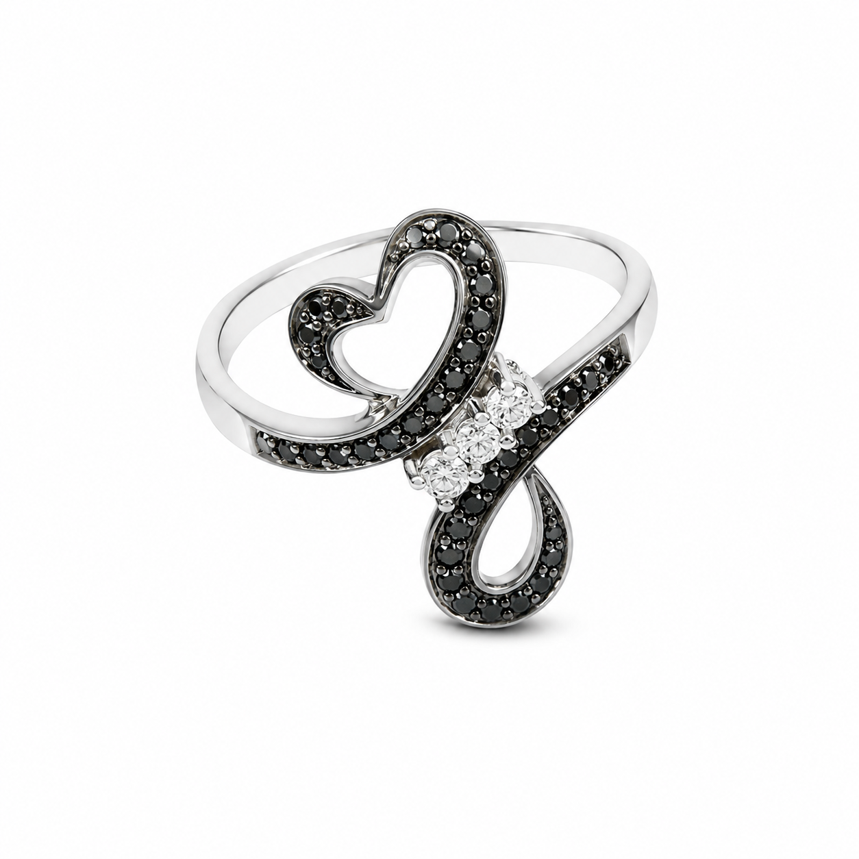 925 0.25 CTW Black & White Diamond Ring [K3H50]