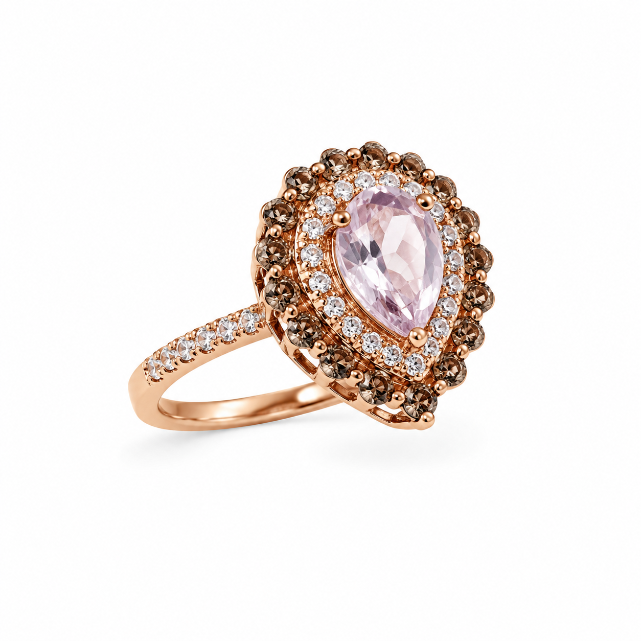 14KT Rose Gold 2.4 STW Pink Amethyst & S Quartz Ring [K18H]