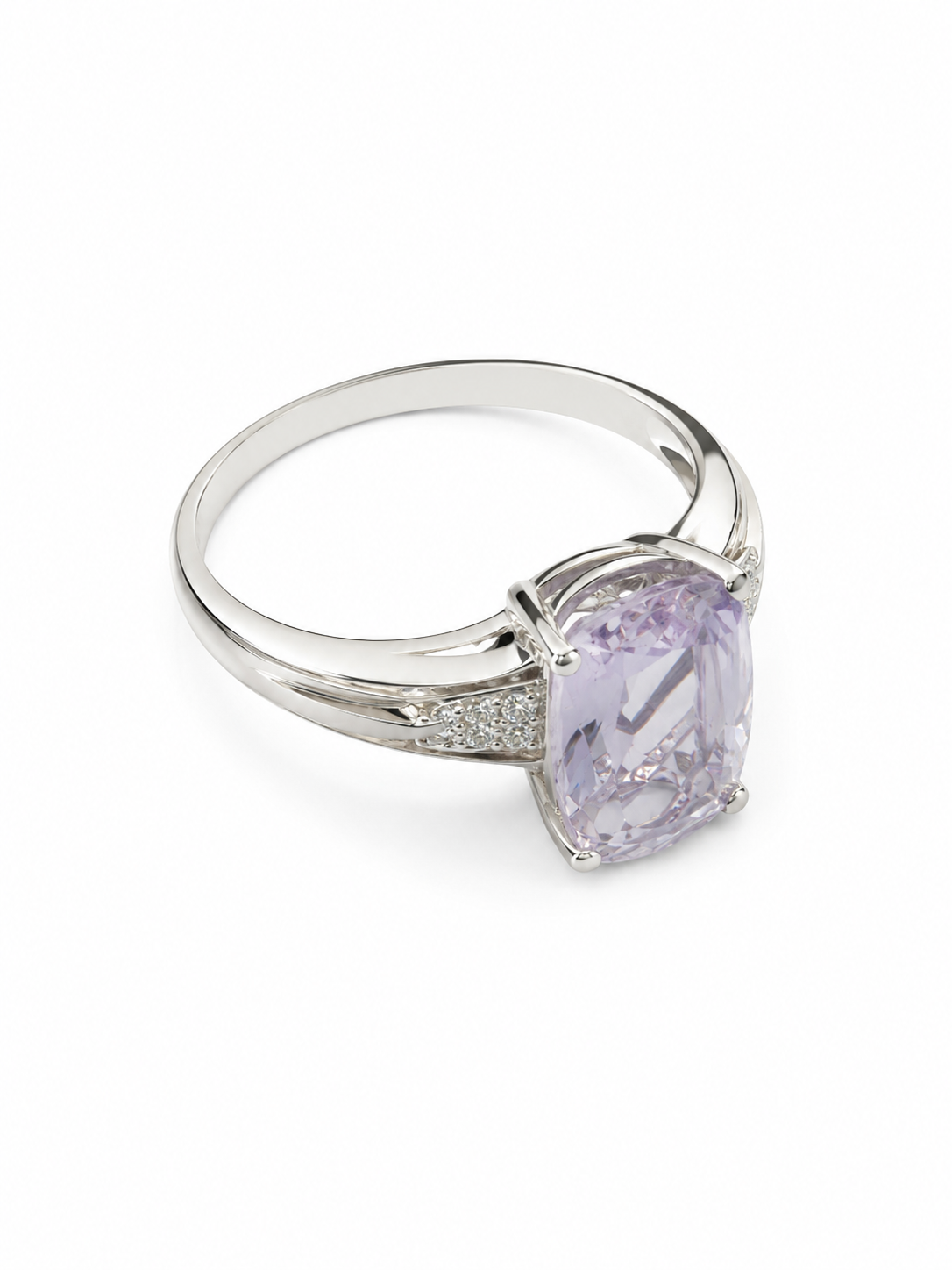 14KT White Gold 0.10 CTW 5.80 STW Amethyst Diamond Ring [2T]