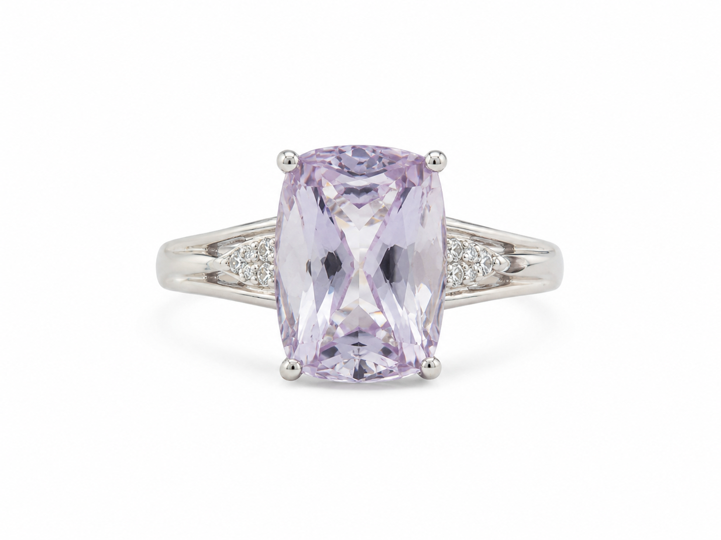 14KT White Gold 0.10 CTW 5.80 STW Amethyst Diamond Ring [2T]