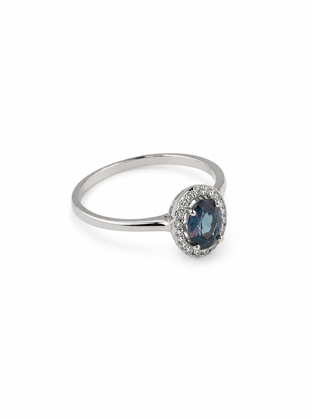 14KT White Gold 0.12 CTW 0.94 STW Alexandrite Diamond Ring [15H50]