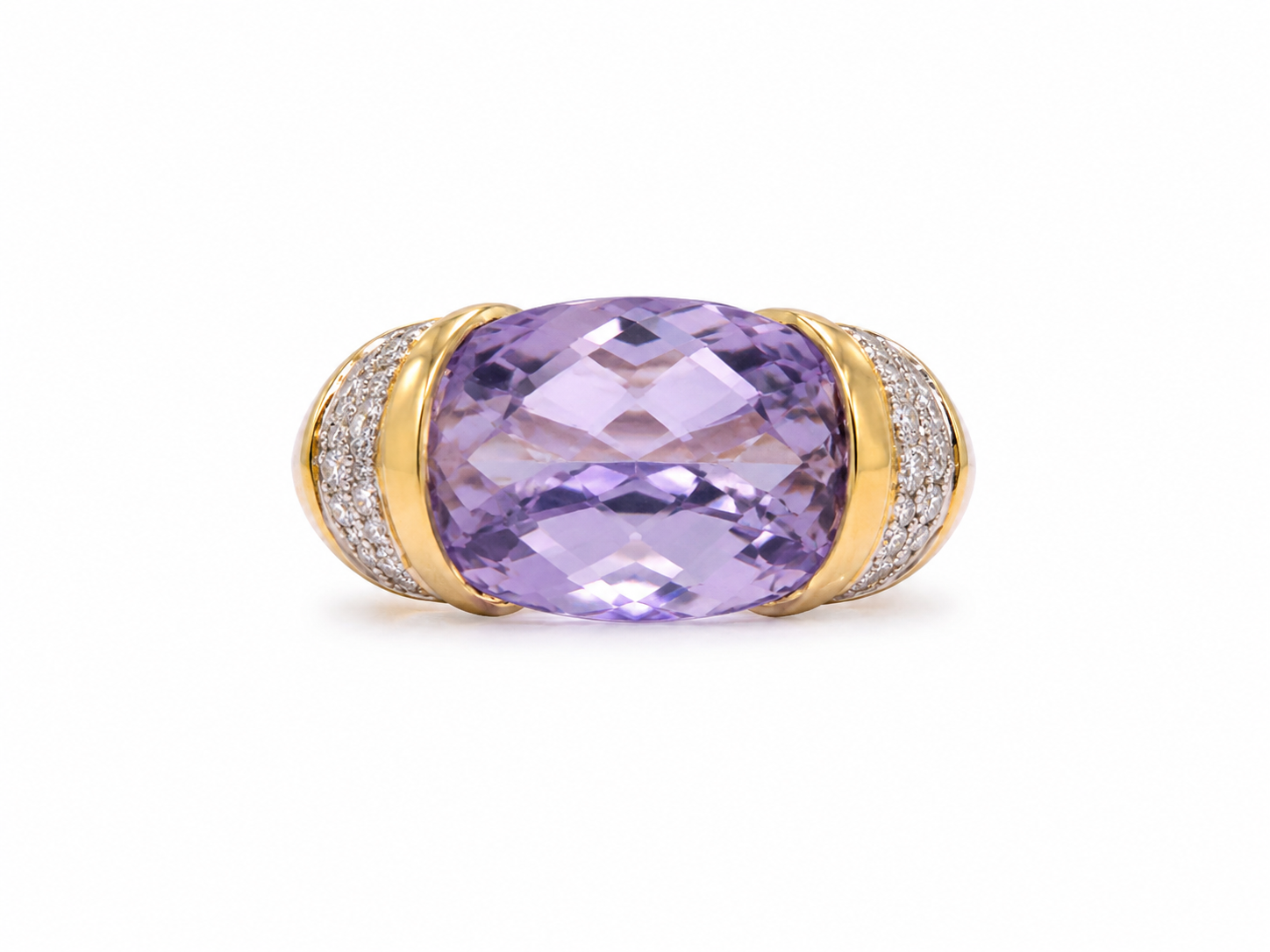 14KT Two Tone 0.10 CTW 4.00 STW Amethyst Diamond ring [K25H]