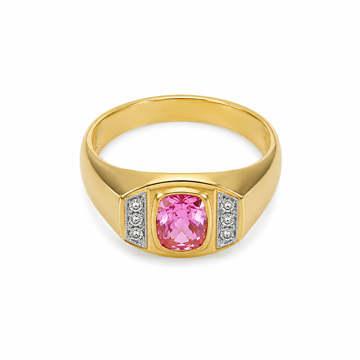 10KT Yellow Gold 0.50 STW Pink Gemstone Ring [K11H]