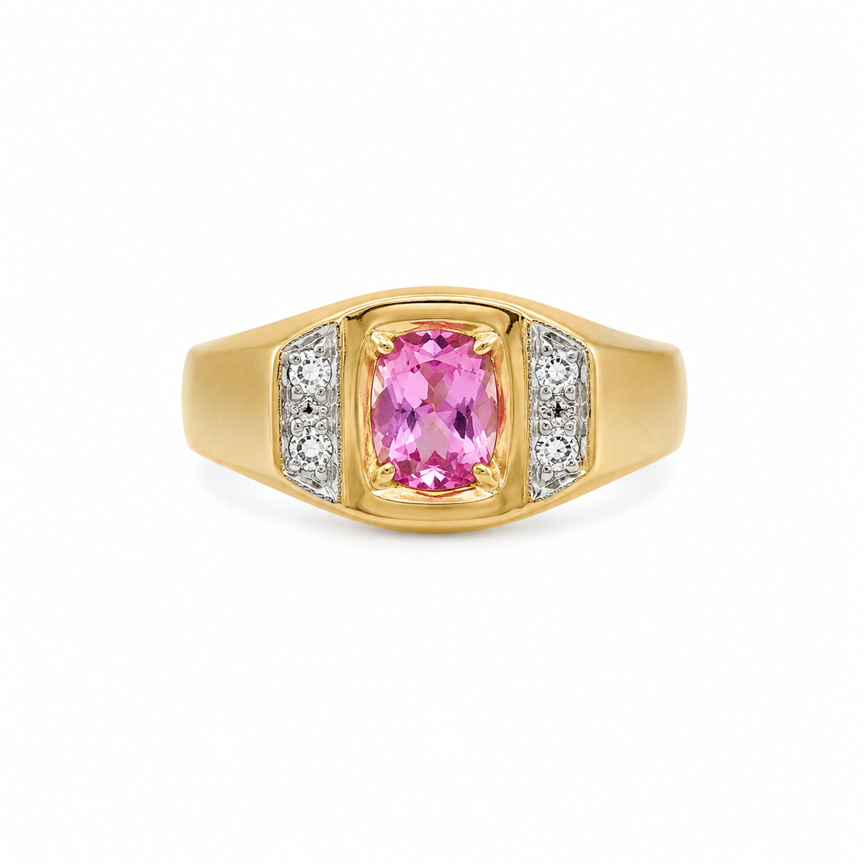 10KT Yellow Gold 0.50 STW Pink Gemstone Ring [K11H]