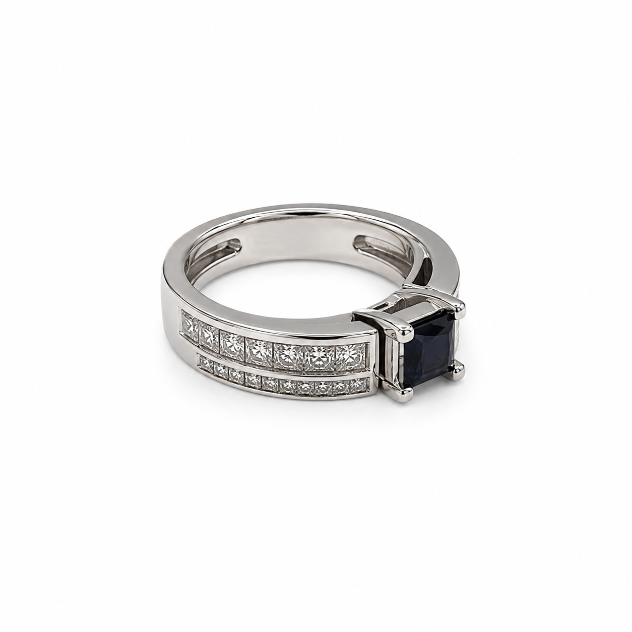 10KT WG 1.50 CTW 0.25 STW Black & White Diamond Bridal Ring [K7T]