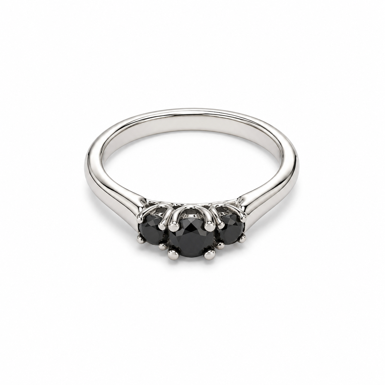 10KT White Gold 0.52 CTW Black Diamond Ring [K8H]