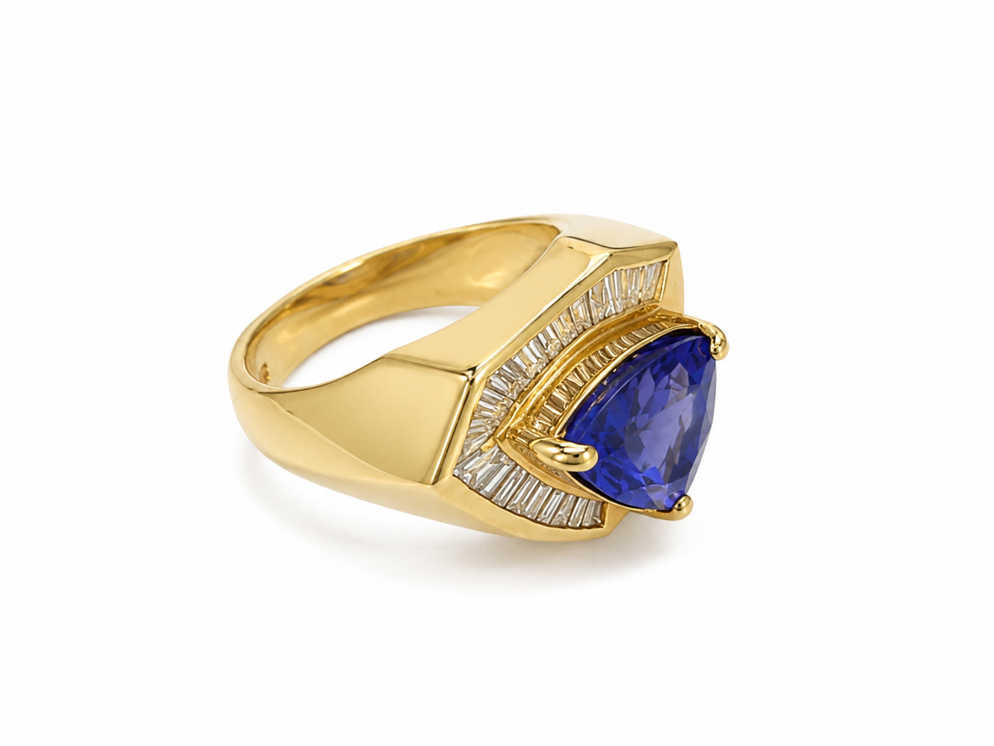 18KT Yellow Gold 0.50 CTW 2.00 STW Diamond Tanzanite Ring  [K9T]