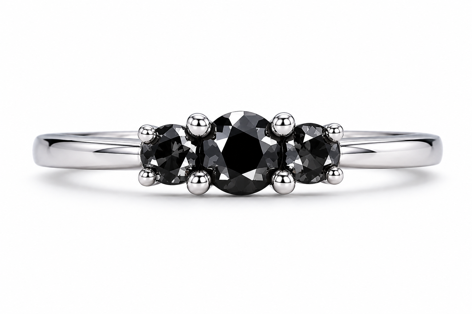 10KT White Gold 0.52 CTW Black Diamond Ring [K8H]