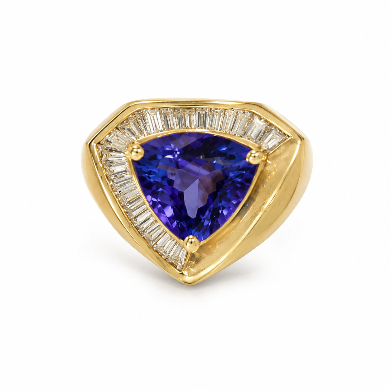 18KT Yellow Gold 0.50 CTW 2.00 STW Diamond Tanzanite Ring [K9T]