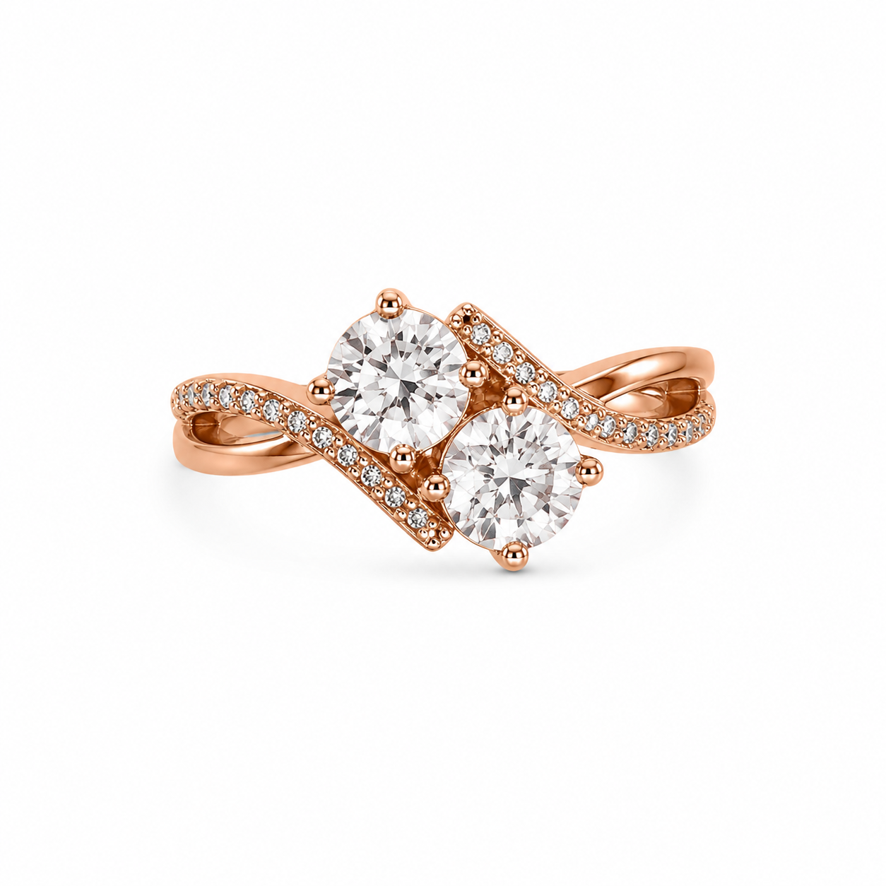 10KT Rose Gold 0.05 CTW 1.00  STW Morganite Diamond Ring [9H50]