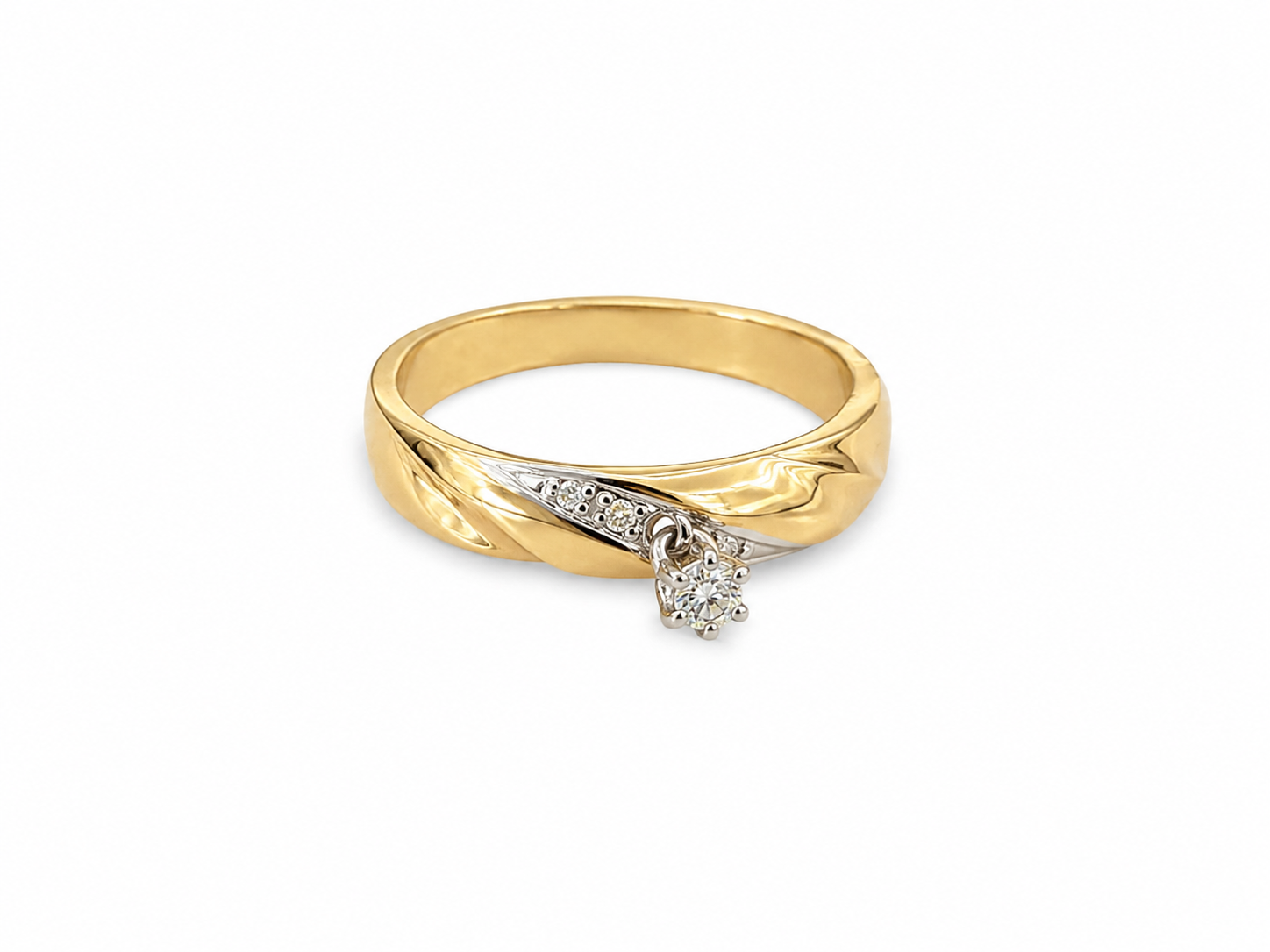 14KT Yellow Gold 0.10 CTW Diamond Ring [K9H50]