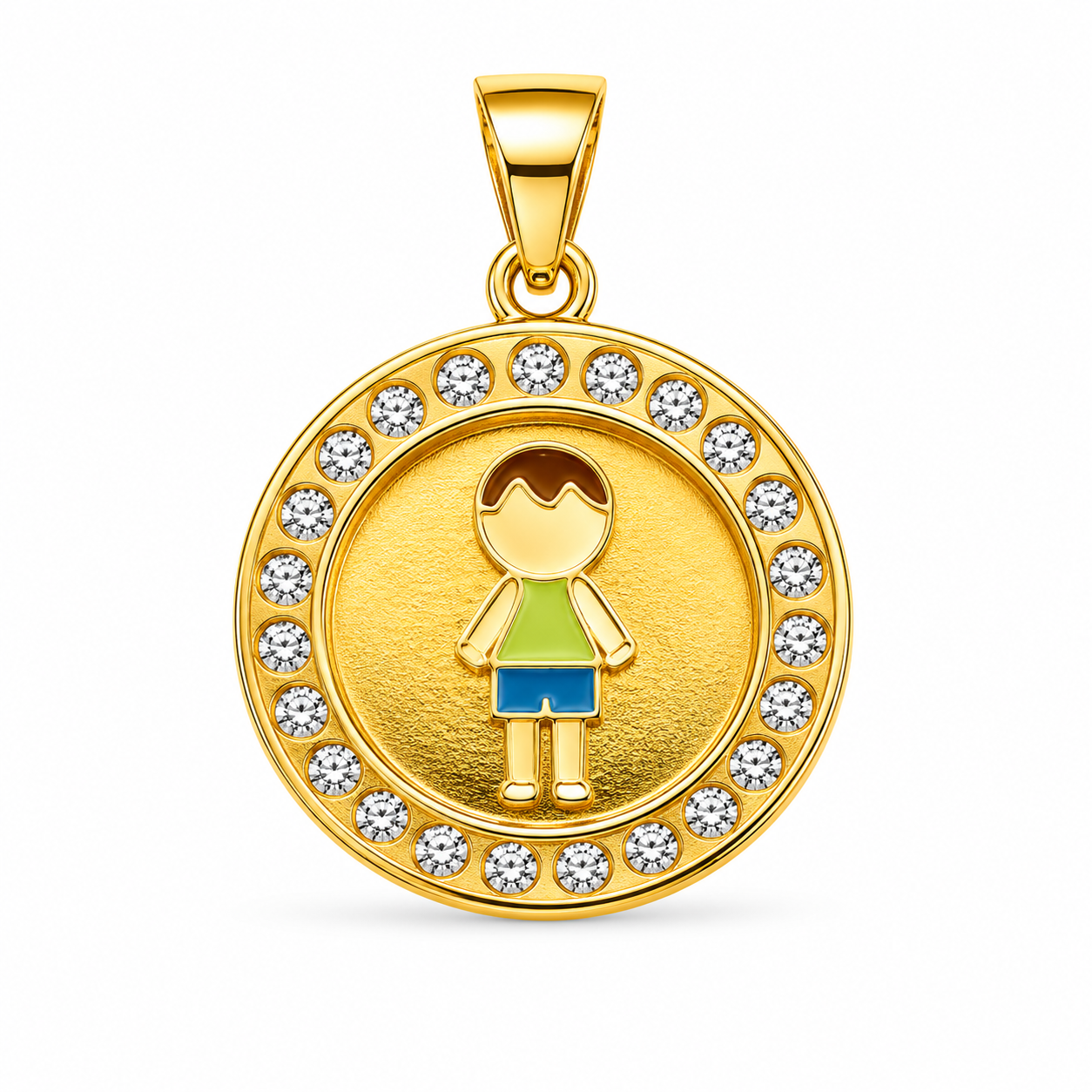 10KT Yellow Gold Boy Round Pendant [A1B0]