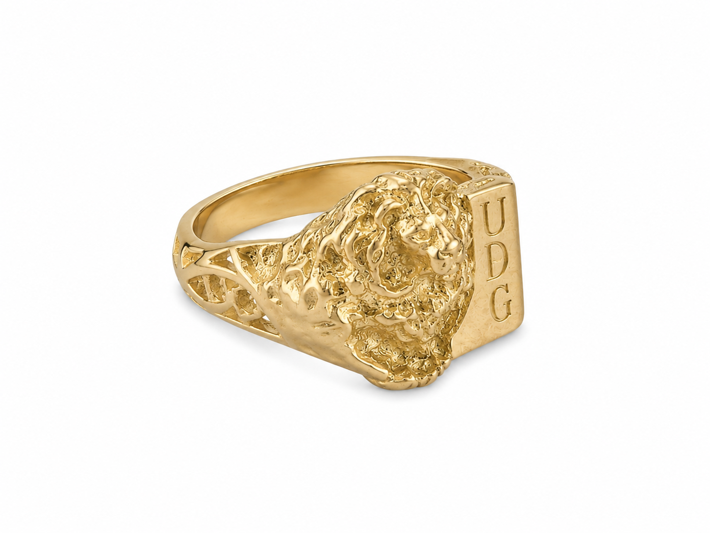 10KT Yellow Gold UDG Lion Ring [A10P3]