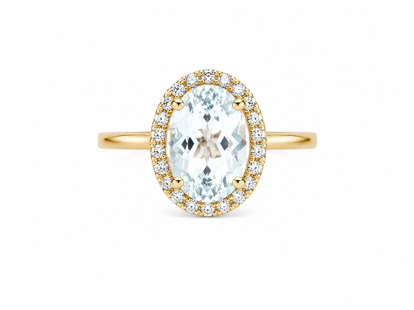 14KT Yellow Gold 0.35 CTW 6.24 Aquamarine Diamond Ring [K24H]