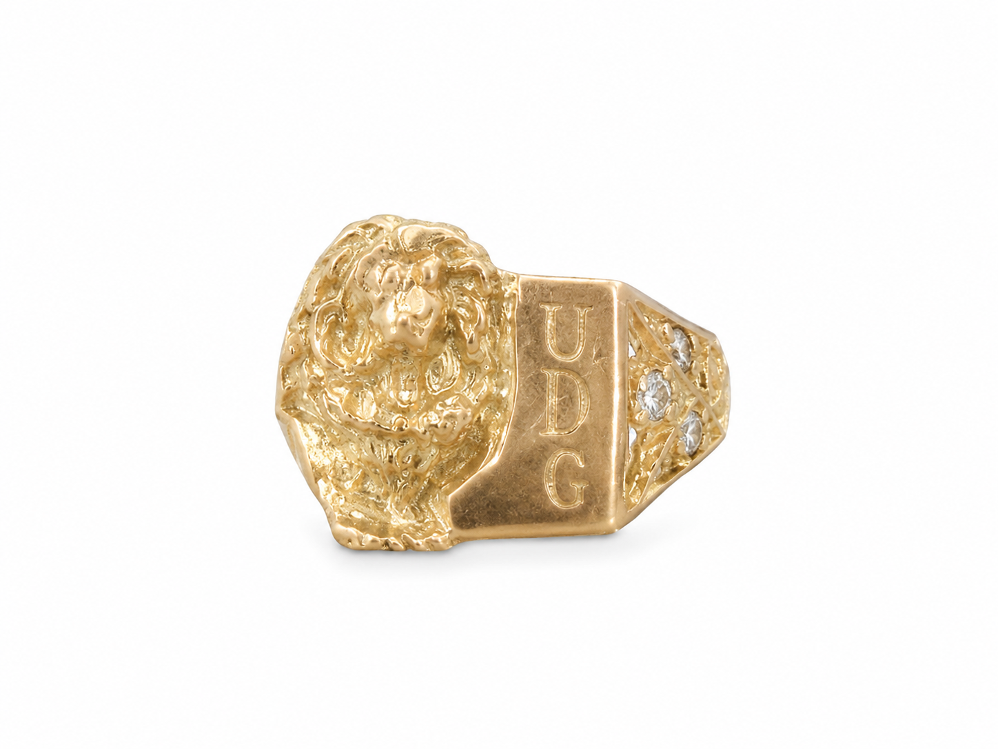 10KT Yellow Gold UDG Lion Ring [A10P3]