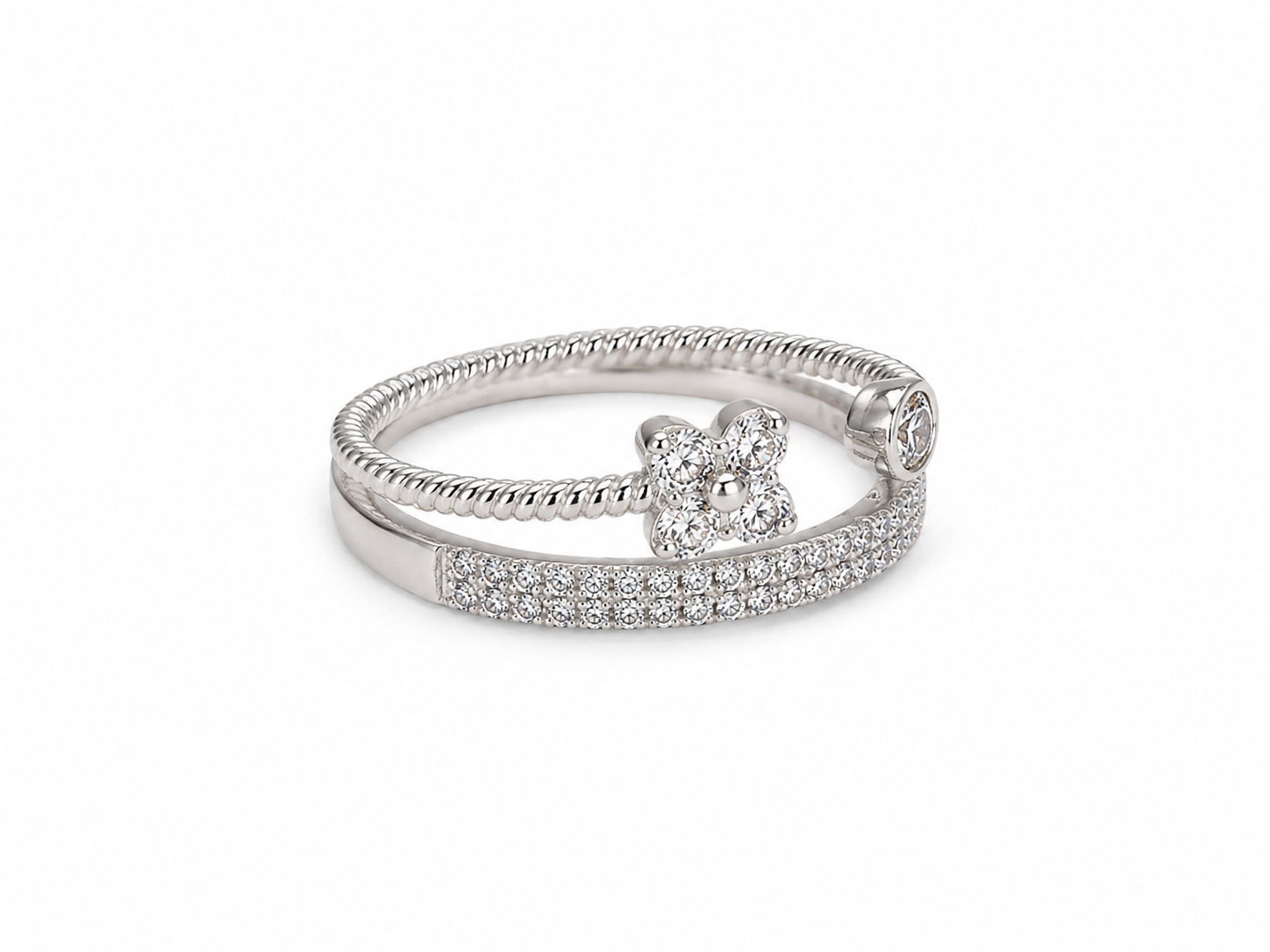 10KT White Gold 0.20 CTW Diamond Stackable Ring [K8H00]