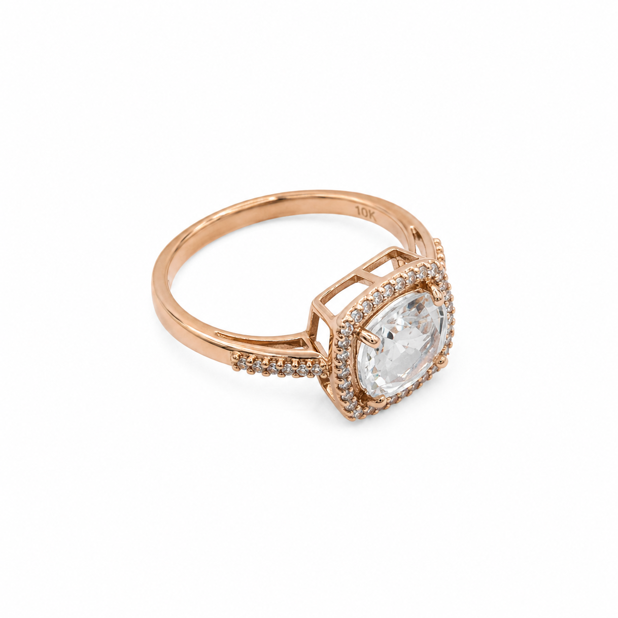 10KT  Rose Gold 0.15 CT 1.5 STW Aquamarine Diamond Ring [K7H]