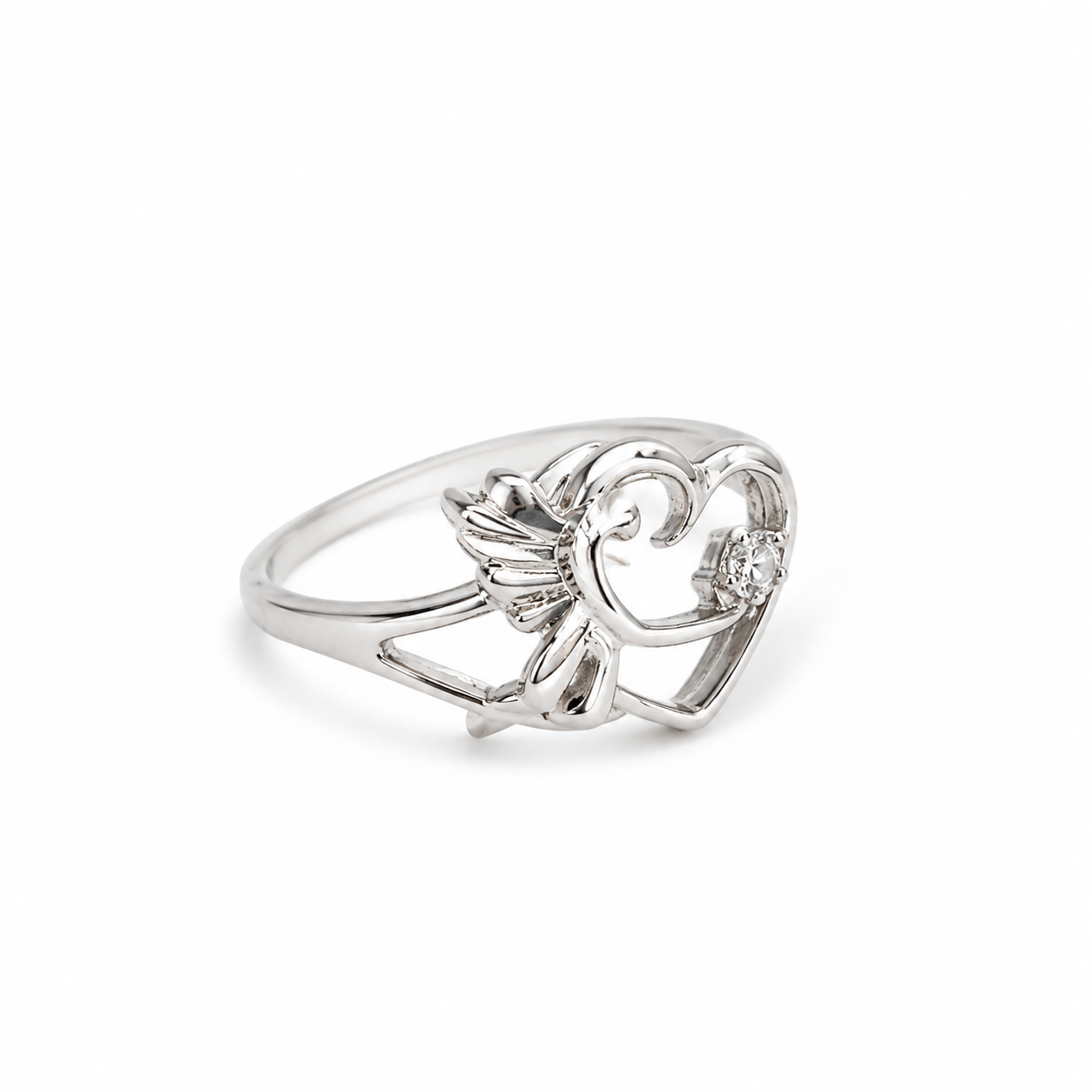 10KT White Gold 0.02 CTW Diamond Ring [K5H50]