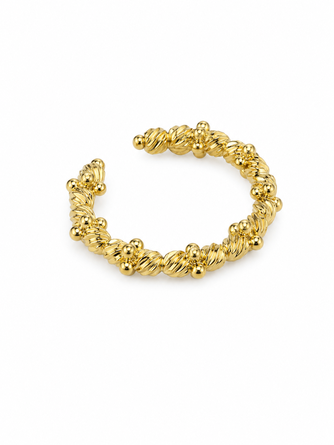 14KT Faceted Bead Open Back Yellow Gold Ring [A1B7]