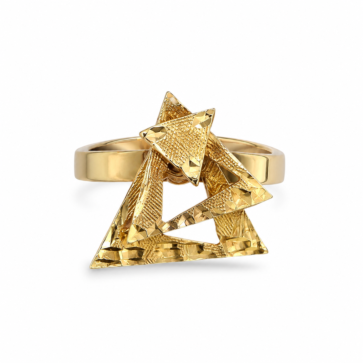 10KT Yellow Gold Spinning Triangle Ring [A3P7]