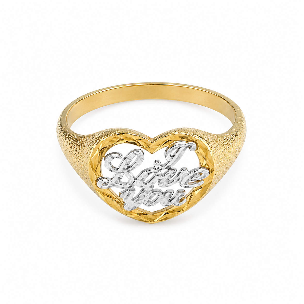 10KT Two-Tone I love You Heart Ring [A2B3]