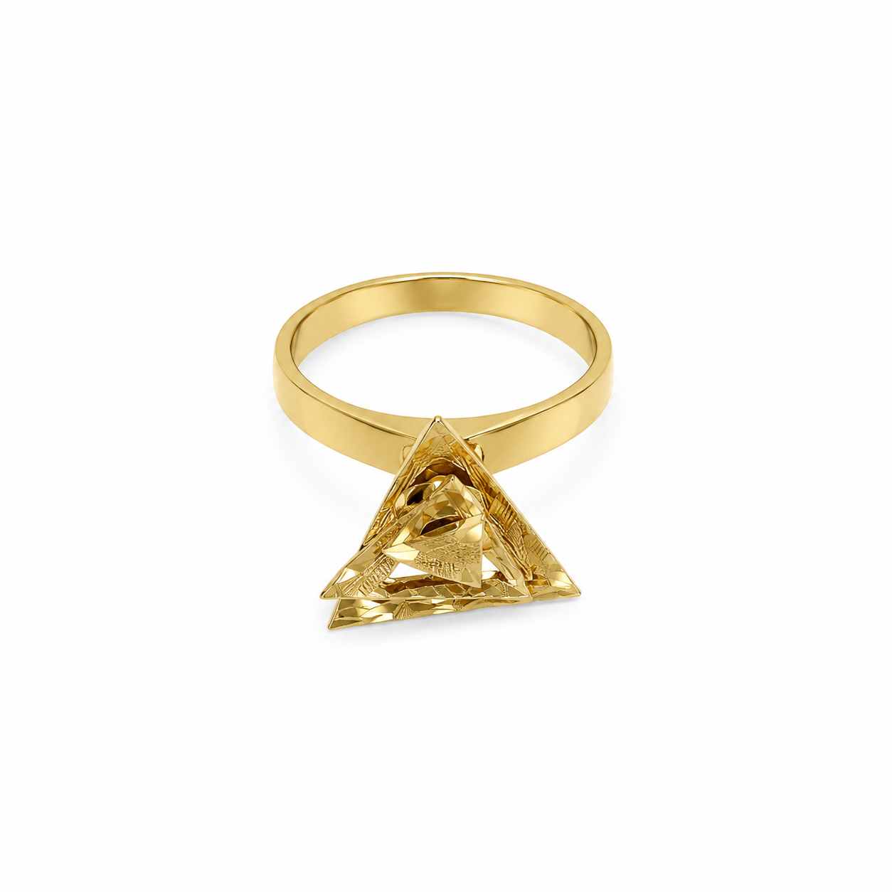 10KT Yellow Gold Spinning Triangle Ring [A3P7]