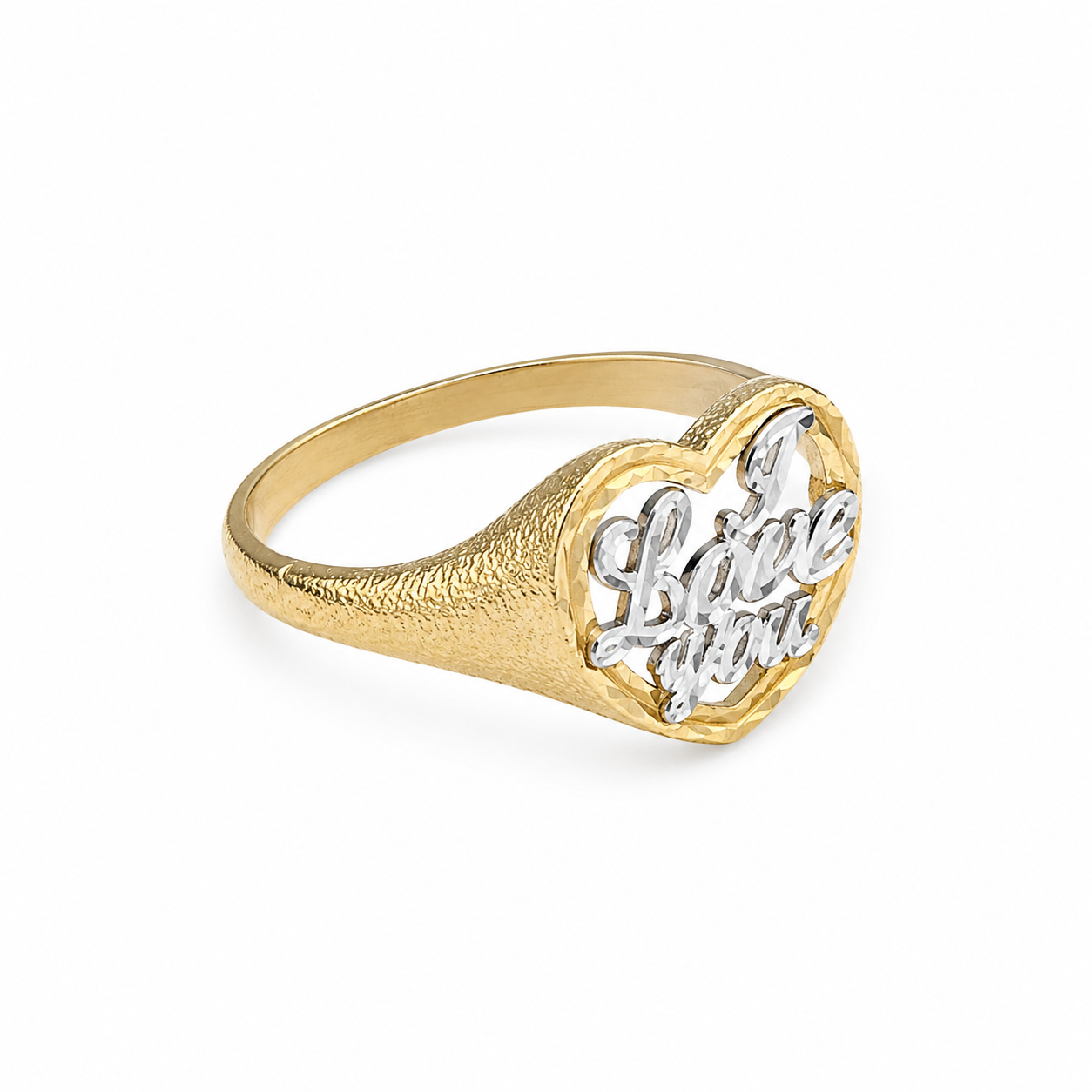 10KT Two-Tone I love You Heart Ring [A2B3]