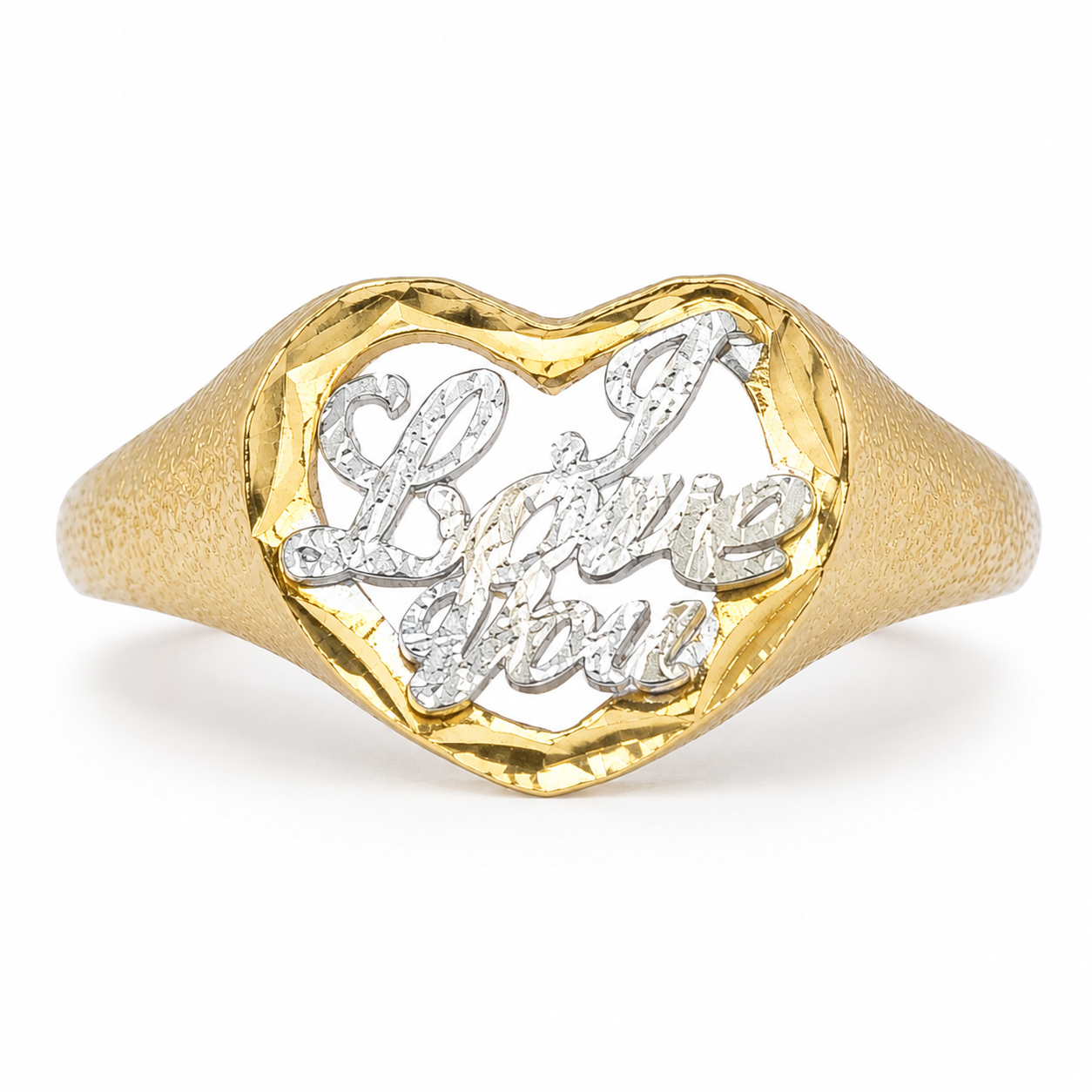 10KT Two-Tone I love You Heart Ring [A2B3]