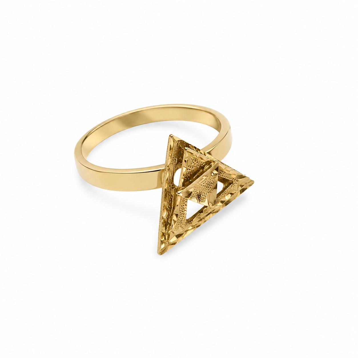 10KT Yellow Gold Spinning Triangle Ring [A3P7]