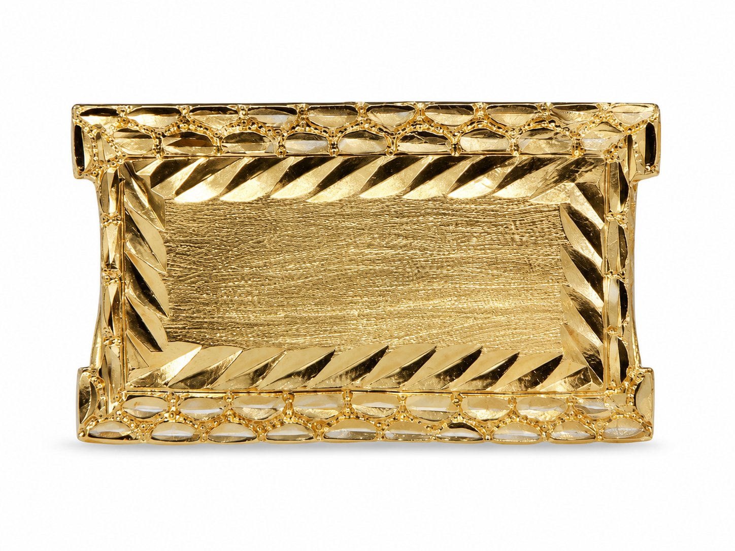 10KT Yellow Gold Nugget Bar Two-Finger Textured Edge Ring [A9P5]