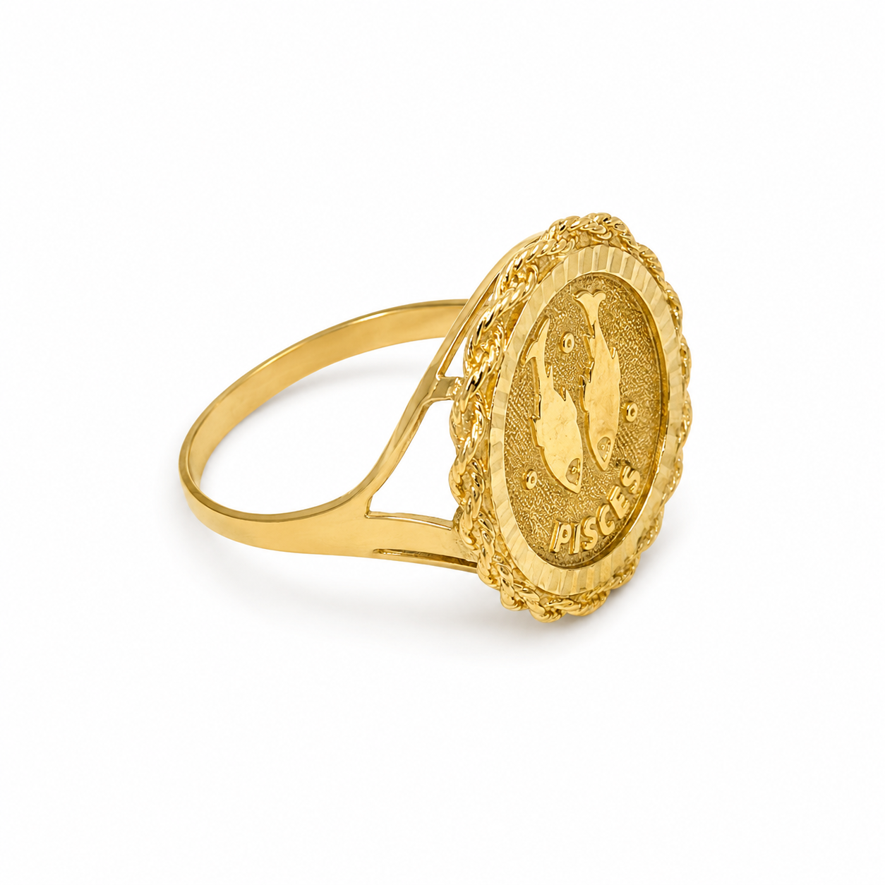 10KT Yellow Gold Pisces Ring [A2P9]