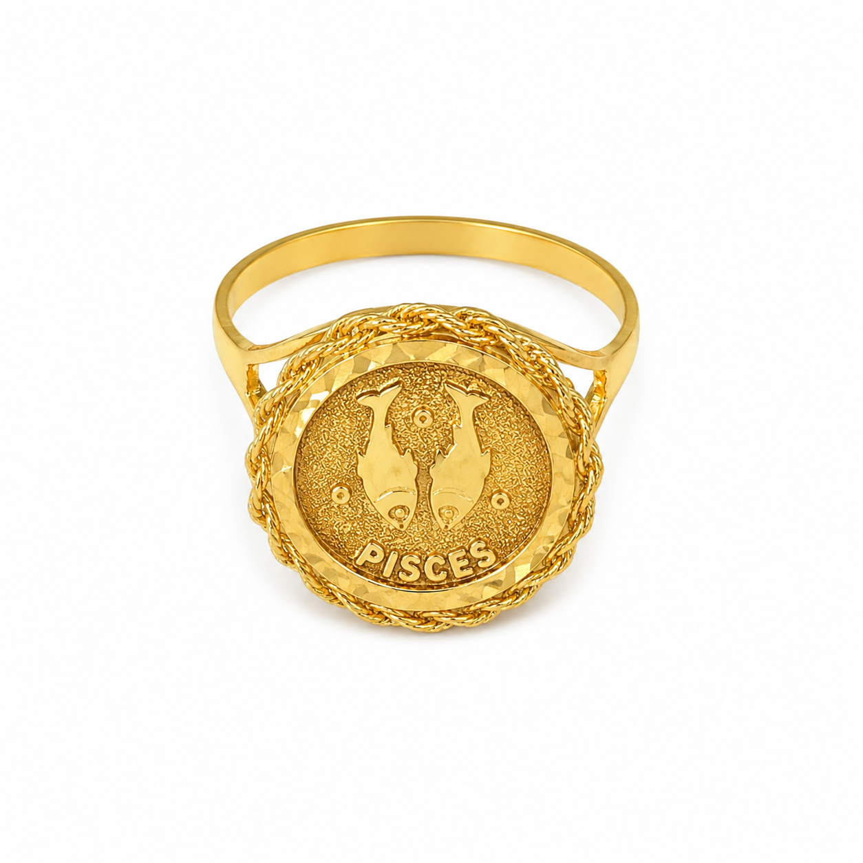 10KT Yellow Gold Pisces Ring [A2P9]