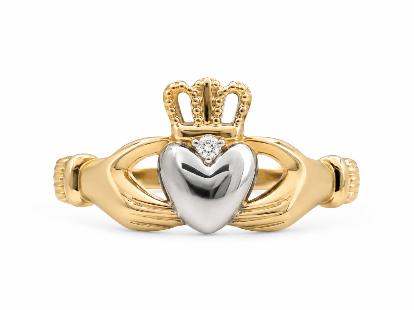 14KT Two-Tone Gold Claddagh Ring [A1P7]