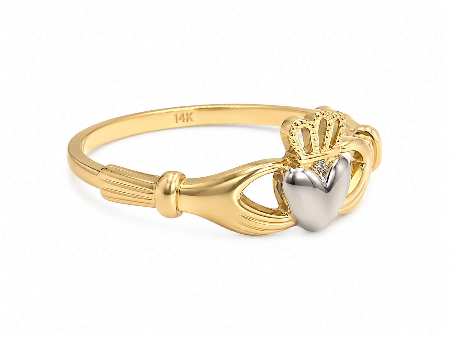14KT Two-Tone Gold Claddagh Ring [A1P7]