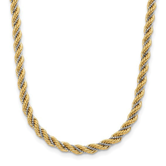 14k Two Tone Diamond Cut Rope 2MM Chains
