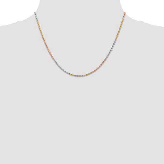 14k Tri-Gold Rope Diamond Cut Chains