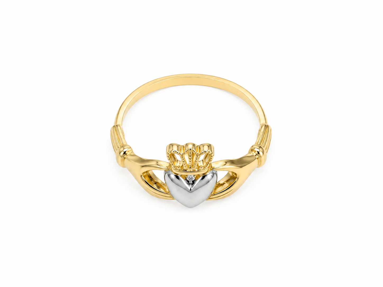 14KT Two-Tone Gold Claddagh Ring [A1P7]