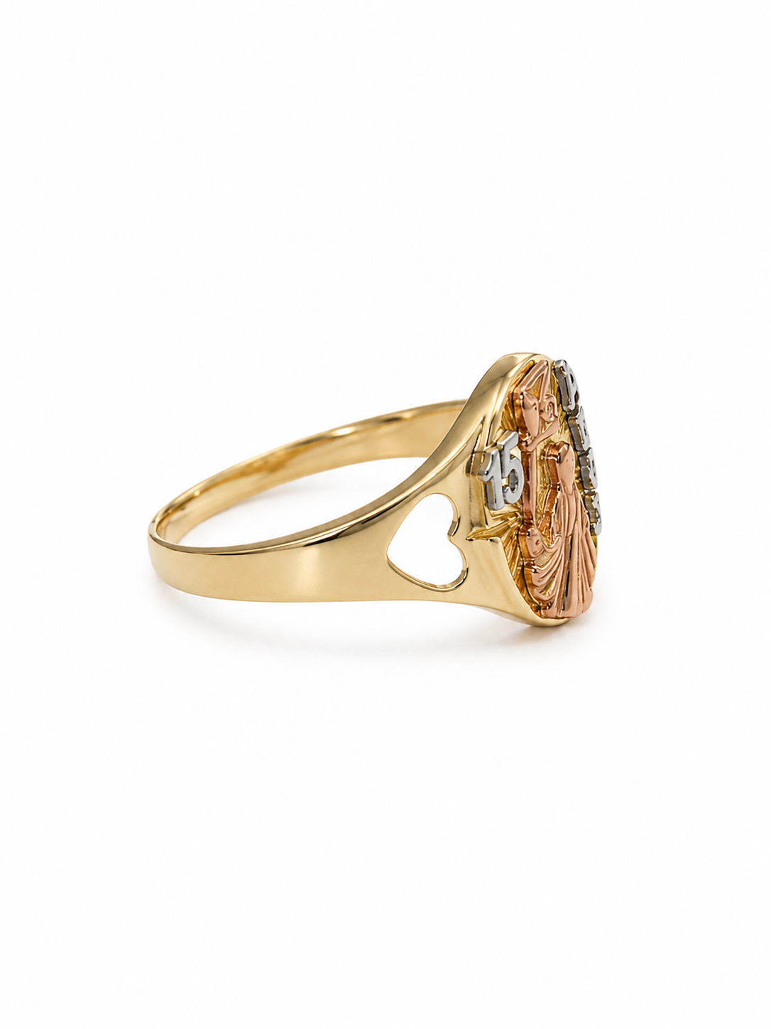 14KT Tri-Tone Gold 15 Anos Ring [A2B6]