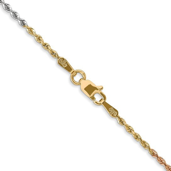 14k Tri-Gold Rope Diamond Cut Chains