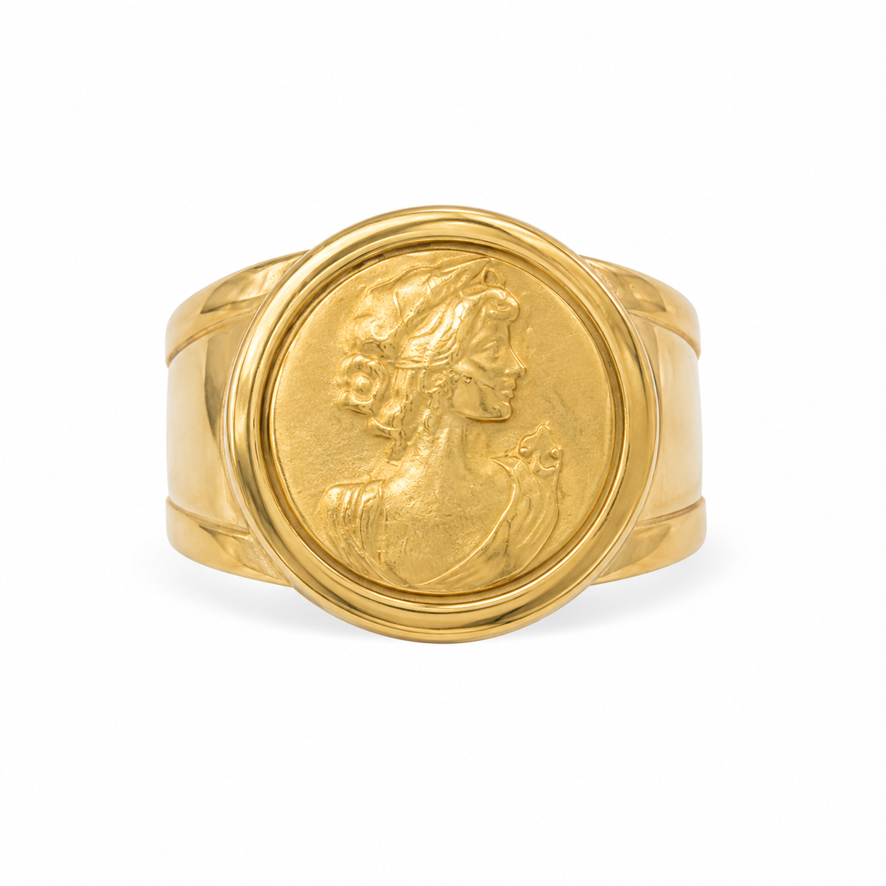 14KT Yellow Gold Vintage Cameo Lady Ring [A3P0]